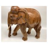 Hand-Carved Teak Wood Elephant Sculpture