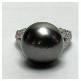 PLATINUM SOUTH SEA BLACK TAHITIAN PEARL & DIAMOND