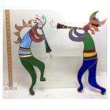(2) 20in HANDMADE STAINED GLASS PANEL KOKOPELLI