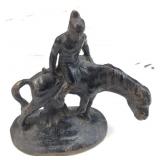 5in VTG CAST IRON END OF THE TRAIL SCULPTURE,
