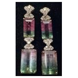 14KT TWO TONE GOLD WATERMELON TOURMALINE &