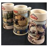3 VINTAGE COORS BRAZIL BEER STEINS