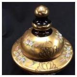 BOHEMIAN AMETHYST GOLD HAND PAINTED DISH