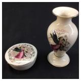 2 GLORIOUS ANGEL LENOX MUSIC BOX & VASE
