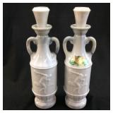 PAIR OF JIM BEAM FAUX MARBLE DECANTERS