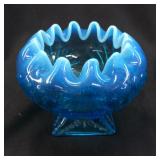 JEFFERSON BLUE OPALESCENT SHELL & DOTS ROSEBOWL