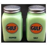 JADITE GULF GLASS SALT & PEPPER SHAKERS