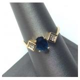 14kt Blue Amythyst Center & Diamond Chips