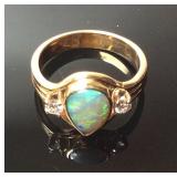 14kt Lighting Opal & Diamond Ring 2.6dwt