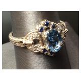 14kt Vtg. Blue Amythyst/blue Saphire & Diamond