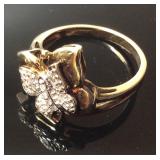 10kt Gold & Diamond Chip Butterfly Ring