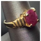 14kt Gold Large Mauve Garnet Center Stone