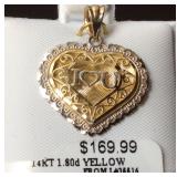 14KT HEART CHARM 1.8DWT