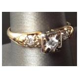 14KT SOLITAIRE ROUND DIAMOND RING .15CT