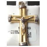 14KT 2 TONE GOLD CROSS 3DWT