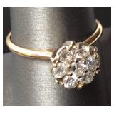 14KT TABLE TOP FLOWER DIAMOND RING