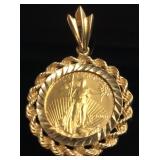 $5 2000 GOLD LIBERTY COIN WITH 10KT BEZEL