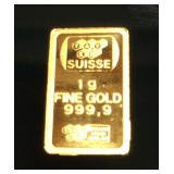1 GRAM .999 FINE GOLD INGOT .64DWT