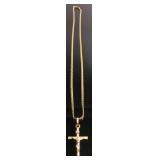 14KT GOLD CROSS AND FLAT S LINK CHAIN 6.6DWT