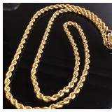 14KT GOLD DIAMOND CUT ROPE CHAIN 10.1DWT