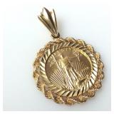 24k 1/10 5 Dollar Coin 10k Bezel 3.9dwt