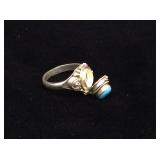 Rare Sterling Silver Ladies Keepsake Ring W/ Torqu