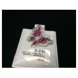 925 Ladiies Butterfly W/ Red Stones