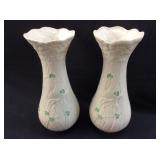 BELLEEK SHAMROCK PORCELAIN VASES