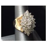 14KT LARGE CLUSTER DIAMOND RING 5.8DWT