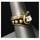 18KT GOLD WEDDING SET UNIQUE BLACK ON GOLD