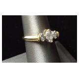 10KT 3 DIAMOND MARQUIS CUT RING 1.5DWT