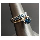 14KT WHITE GOLD WITH BLUE DIAMOND CENTER
