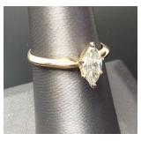 14KT GOLD APPX 1 CARAT DIAMOND MARQUIS CUT CENTER