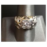 14KT GOLD MASONIC DIAMOND RING - 32 DEGREE