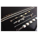 925 SILVER BRACELETS AND NECKLACE LOT