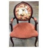 PUG HAND CARVED ARM CHAIR