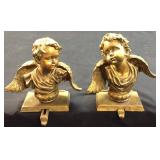 BRASS/BRONZE CHERUB ANGELS STOCKING HOLDER