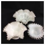 3 FENTON SILVERCREST RUFFLED BOWLS