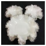 6 FENTON SILVER CREST RUFFLED DISHES