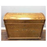VINTAGE OAK DOME CEDAR CHEST
