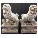 PAIR OF LION PLASTIC RESIN STATUES