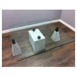MARBLE GLASS TOP COFFEE TABLE