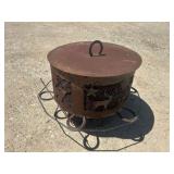 40"X25" Steel Fire Ring w/Lid, Mesh and Poker