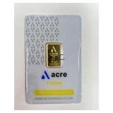 Acre 5 Gram Gold Assayer Bar w/Card