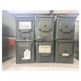Lot of 6 Metal Ammo Boxes