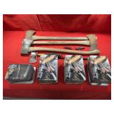 Box Lot of Knives, Bayonets, Knife Cases and Axes