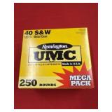 250rds Remington UMC 40S&W 180gr Metal Case