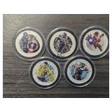 2015 Nuie Marvel 5pc 1oz Colorized Silver Set