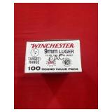 100rds Winchester USA 9mm 115gr FMJ