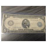 1914 Lincoln Large $5 Blue Seal Certificate
